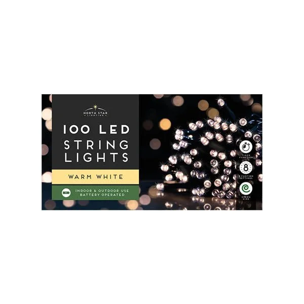 Christmas Stocking Fillers 100 Led String Lights B/o Warm White