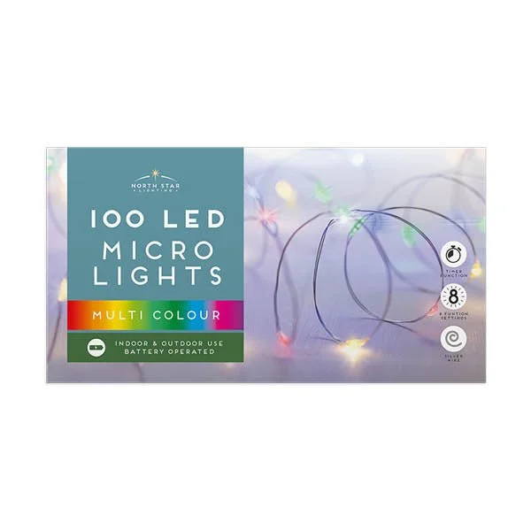 Christmas Red Stockings 100 Micro Led B/o Lights Multi Coloured