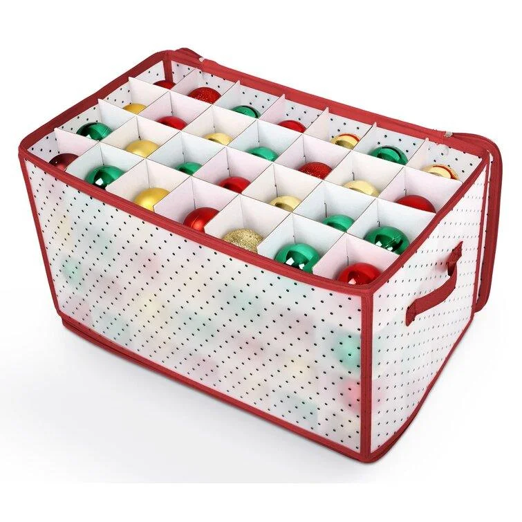 Christmas Garland Lights Christmas Ornament Organizer Storage Bag – Red with Zipper Closure