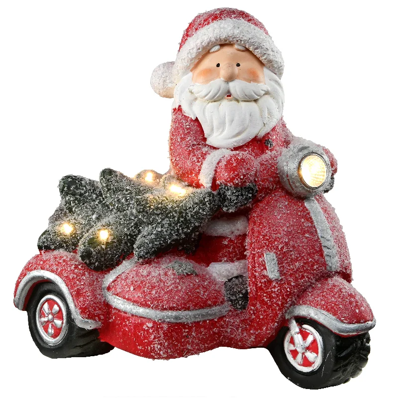 Christmas Holiday Excitement 14 in. Lighted Santa on Scooter