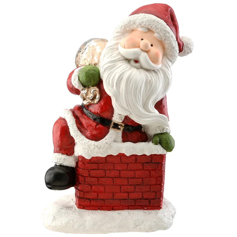 Christmas Tree Glitter 14 in. Santa Climbing into Chimney Figuerine
