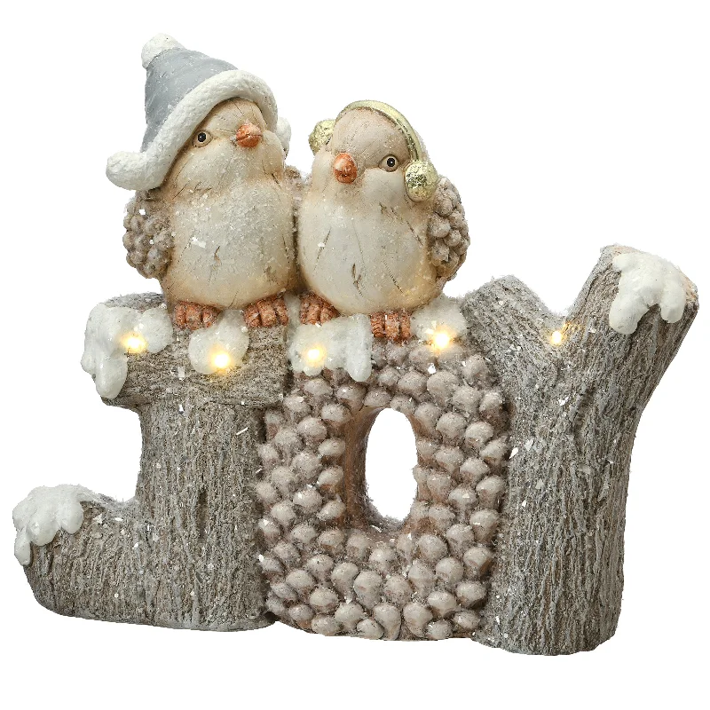 Christmas Cozy Nights 16 in. Prelit  in.JOY in. with Birds Figuerine