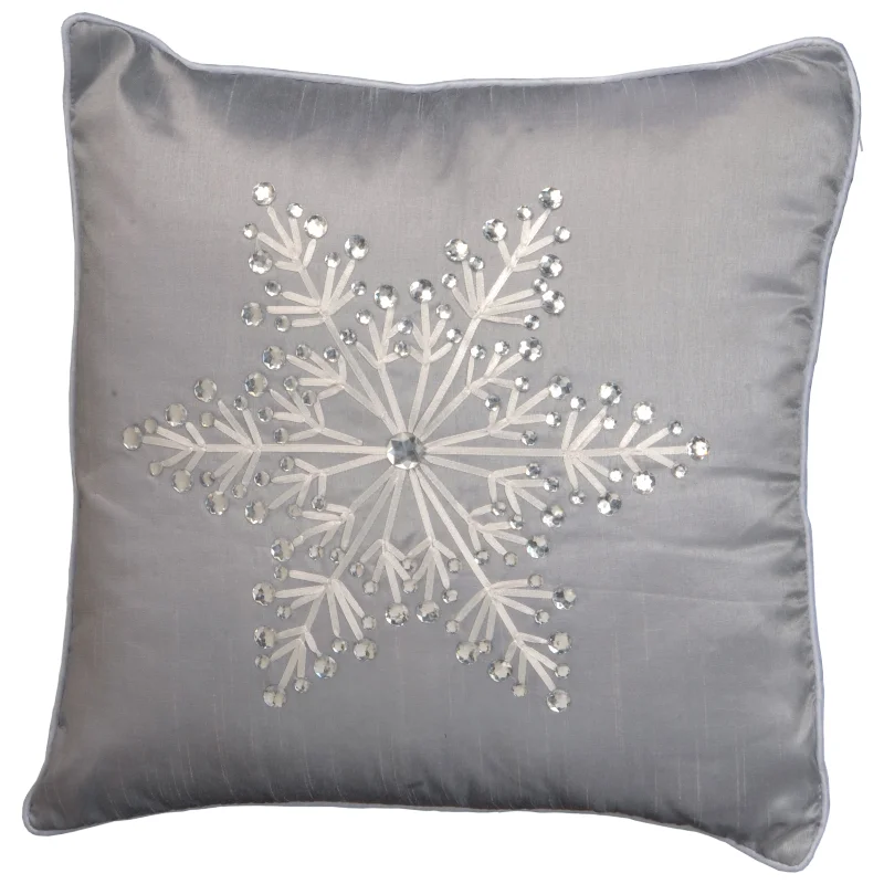 Christmas Snow Globe 16 in Snowflake Pillow