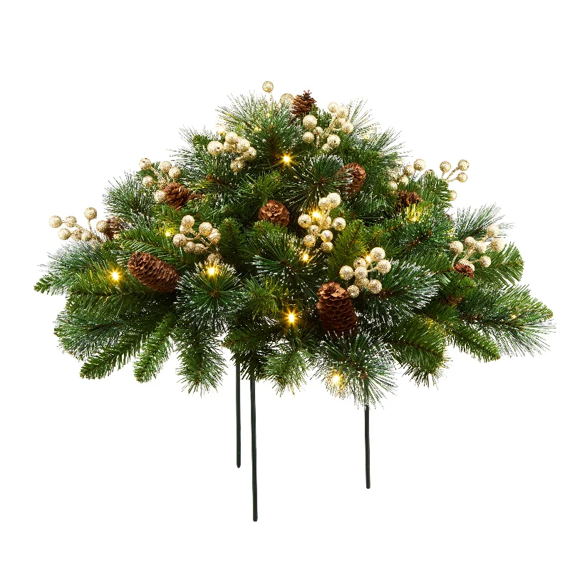 Christmas Gift Packing 18 in. Crestwood Gold Spruce Urn Filler with LED Lights