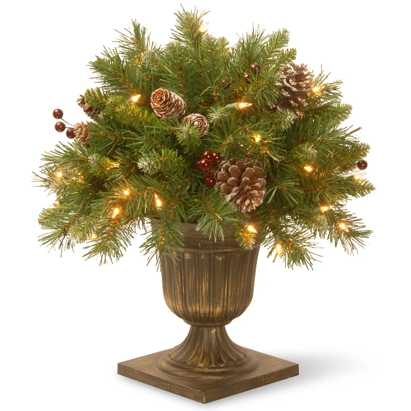 Christmas Advent Calendar 18 in. Pre-Lit Frosted Berry Porch Bush with Clear Lights