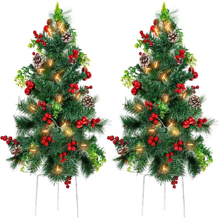 Christmas Cinnamon Scent Green Pine Artificial Christmas Tree With Lights