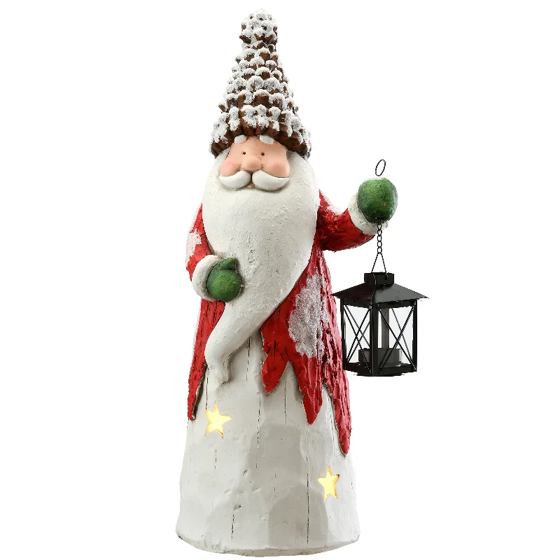 Christmas Pine Garland 21 in. Lighted Old World Santa Candleholder