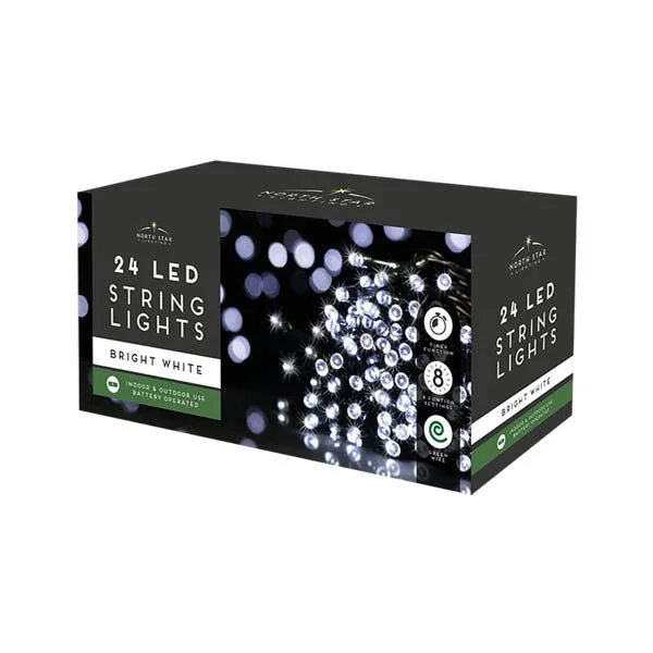 Christmas Gifts 24 Led String Lights Bright White B/o