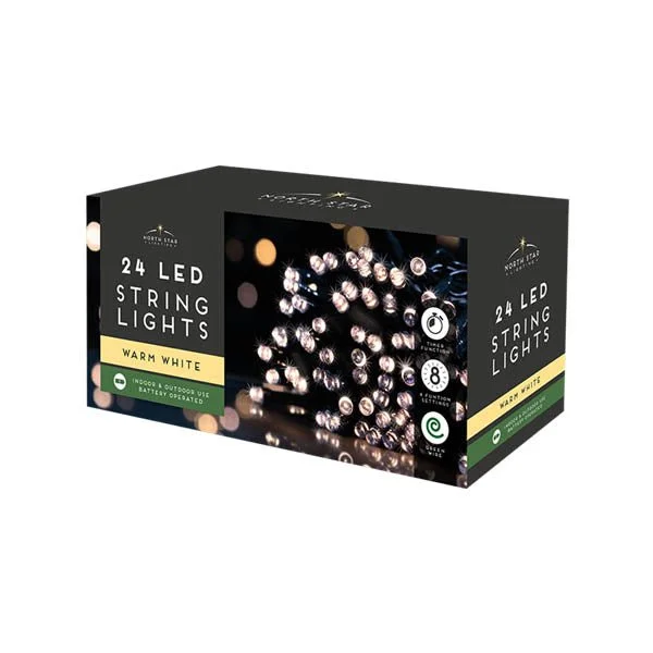 Christmas Eve 24 Led String Lights Warm White B/o