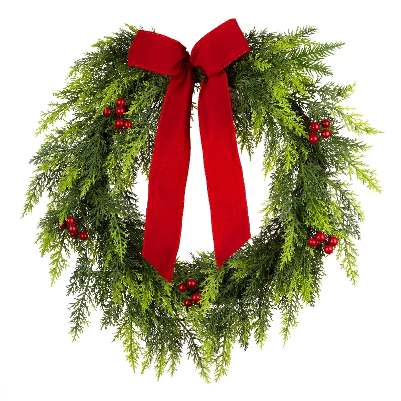 Christmas Garland Lights 24 in. Christmas Classic Wreath