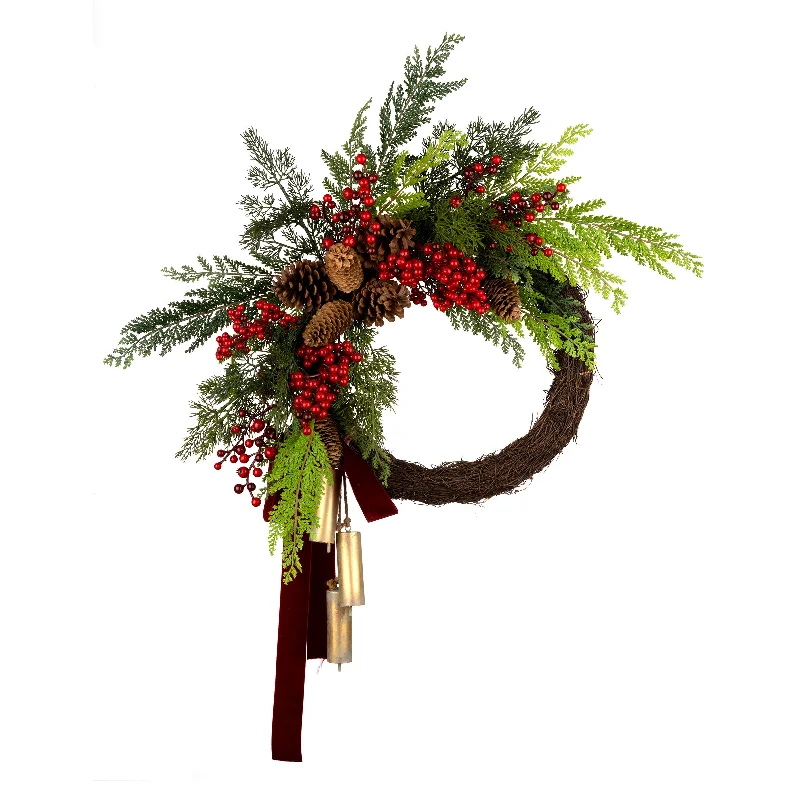 Christmas Wrapped Gifts 24 in. Christmas Joy Chimes Wreath