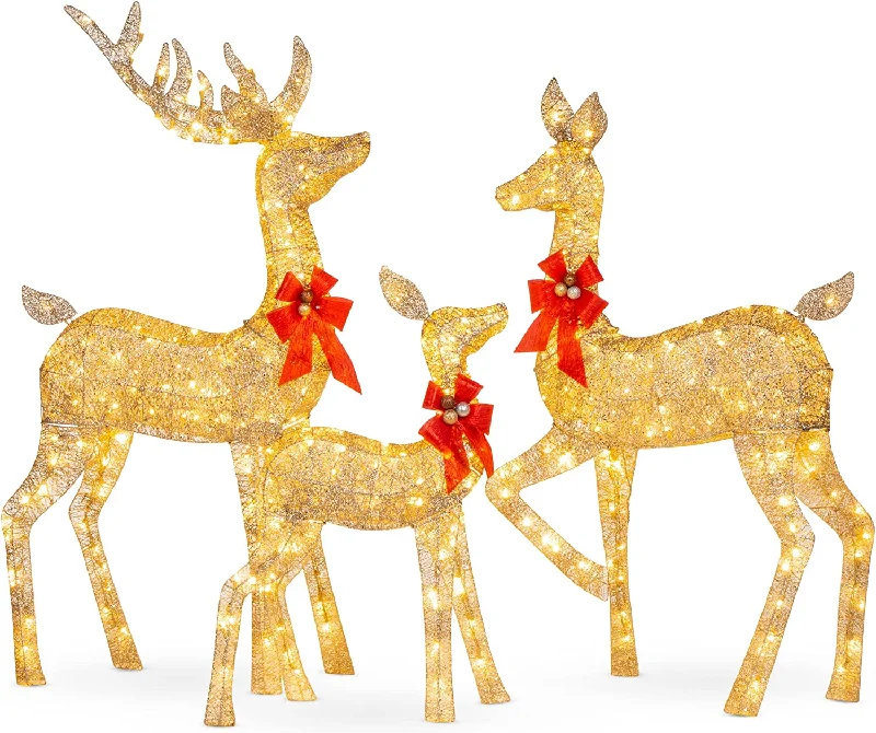 Christmas Snowflakes 3-Piece Large Lighted Christmas Deer