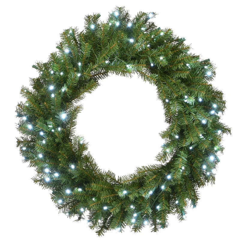 Christmas Cocoa 30 in. Pre-Lit Memory-Shape Norwood Fir Wreath with Warm White LED Lights Christmas Cocoa 30 in. Pre-Lit Memory-Shape Norwood Fir Wreath with Warm White LED Lights