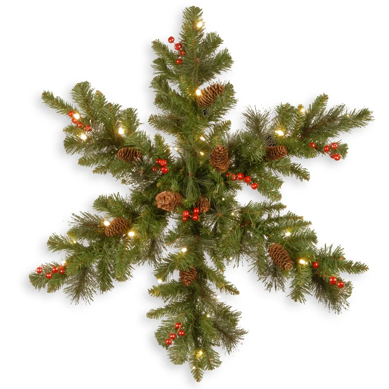 Christmas Sparkling Lights 32 in. Pre-Lit Crestwood Spruce Snowflake with Warm White LED Lights Christmas Sparkling Lights 32 in. Pre-Lit Crestwood Spruce Snowflake with Warm White LED Lights