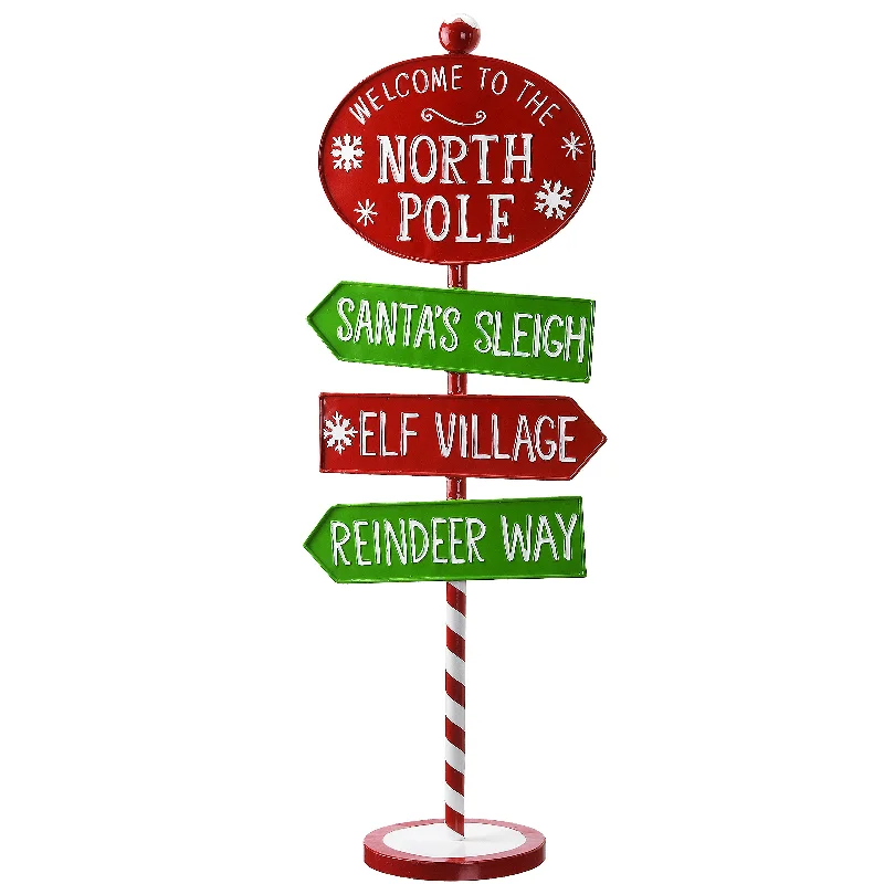 Christmas Santa Sleigh 36 in. North Pole Signpost