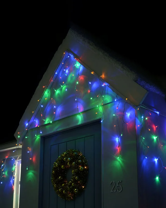 Christmas Red Stockings 360 Icicle LED Light String, Multi-Coloured, 8.8 m
