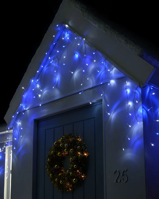 Christmas Caroling 360 Icicle LED Light String, Blue/White, 8.8 m