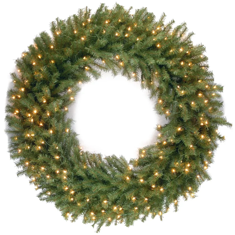 Christmas Red And Green 48 in. Pre-Lit Norwood Fir Wreath with Warm White LED Lights Christmas Red And Green 48 in. Pre-Lit Norwood Fir Wreath with Warm White LED Lights