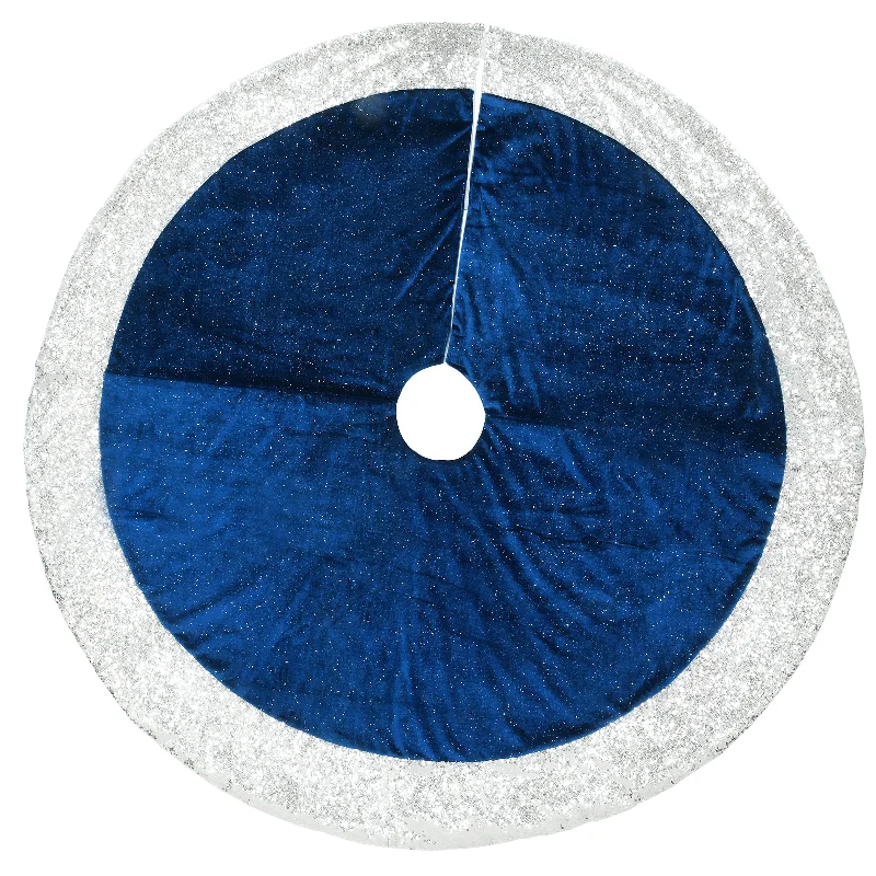Christmas Lights 48 in. Arctic Lights Collection Navy and Silver Tree Skirt