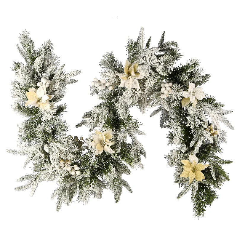 Christmas Winter Nights 6 ft. Frosted Colonial Fir Garland