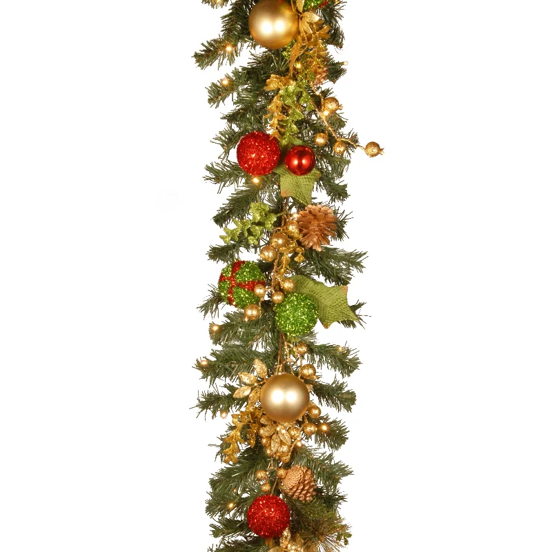 Christmas Cheer 6 ft. Pre-Lit Decorated Garland with LED Lights