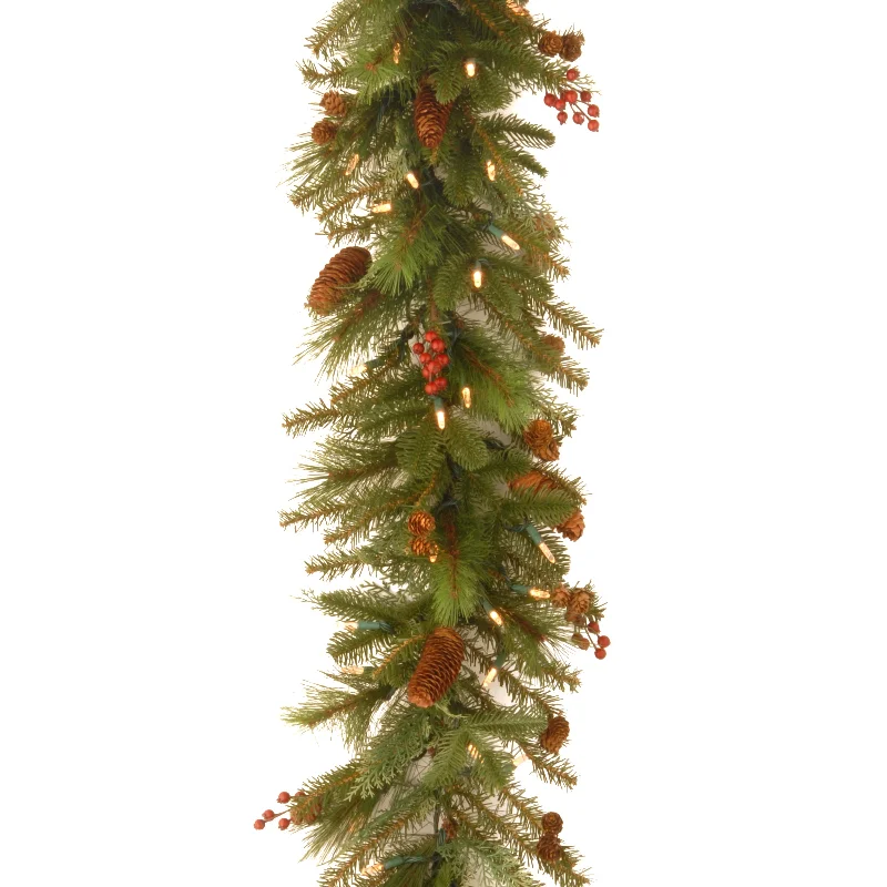 Christmas Wreath Making 6 ft. Pre-Lit Noelle Garland with Warm White LED Lights
