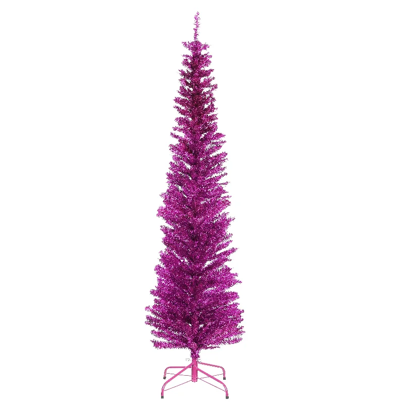Christmas Home Decor 6 ft. Tinsel Collection Purple Tree