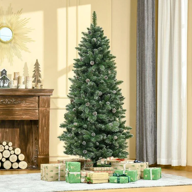 Christmas Songs Pine Flocked Christmas Tree and Pinecones