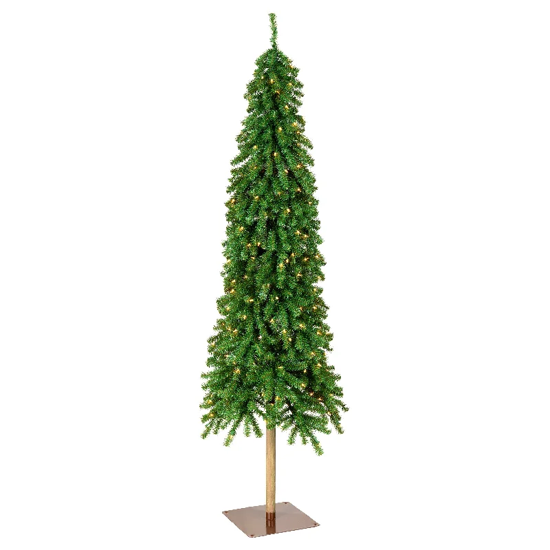 Christmas Star Decorations 6.5 ft. Pre-Lit Snowy Grand Alpine Pencil Slim Tree with Clear Lights Christmas Star Decorations 6.5 ft. Pre-Lit Snowy Grand Alpine Pencil Slim Tree with Clear Lights