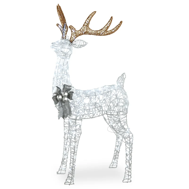 Christmas Snow Angels 65 in. Glittered Standing Buck with Twinkling LED Lights