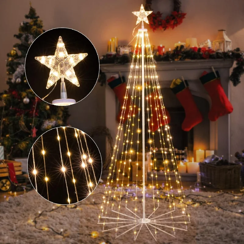 Christmas Candles 6ft Tree Light Outdoor w/ Star - Warm White