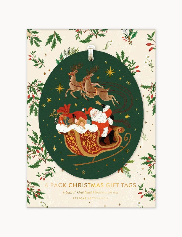 Christmas Santa Sleigh 6pk Christmas Gift Tags "Santa Sleigh"