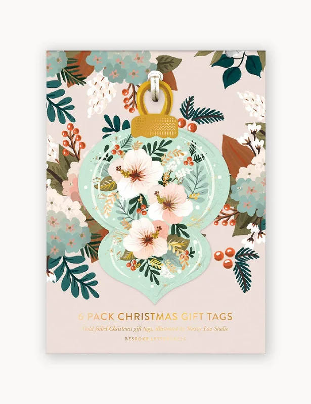 Christmas Bells 6pk Christmas Gift Tags "Blue Ornament"