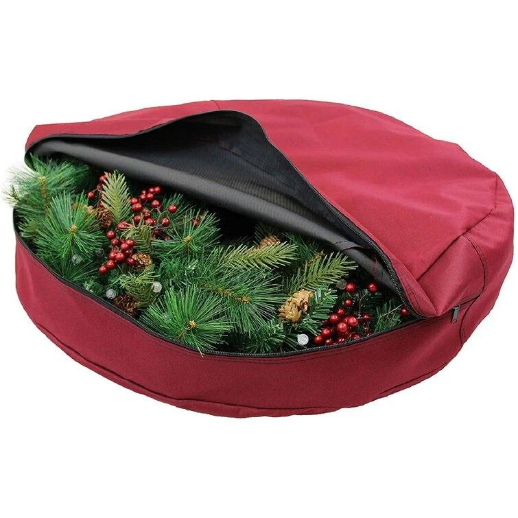 Christmas Snowy Pathways Durable Christmas Wreath Storage Bag