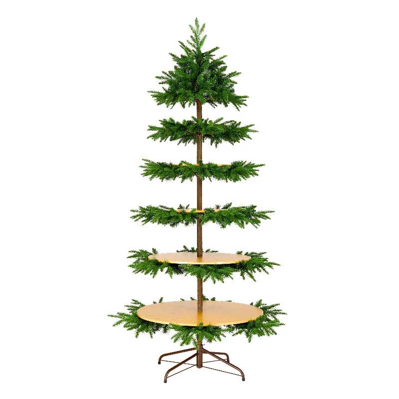 Christmas Santa Sleigh 7.5 ft. Platform Slim Tree with Shelves