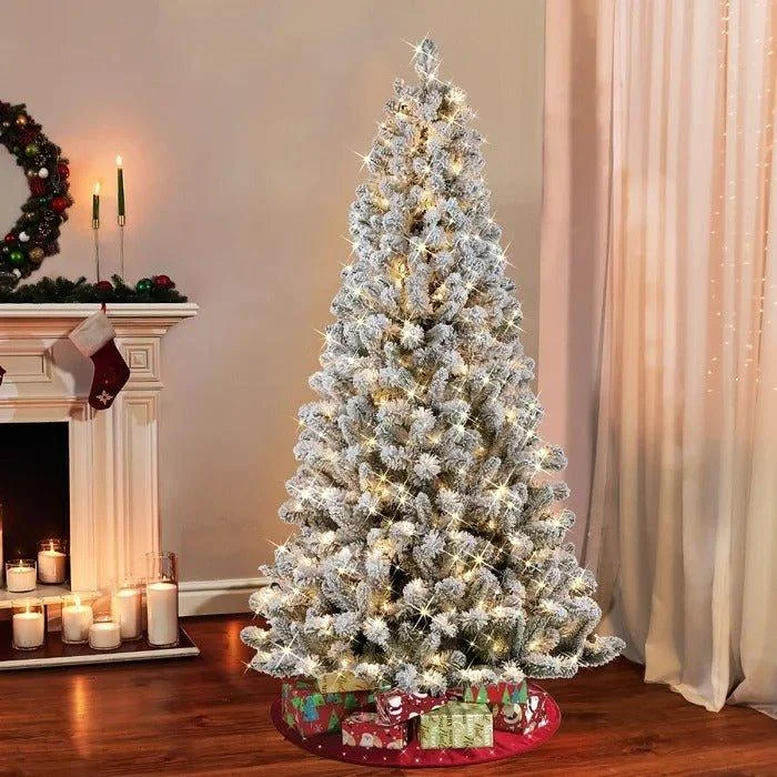 Christmas Garland Lights 78" Flocked Virginia Pine Artificial Christmas Tree with 300 Clear Lights Christmas Garland Lights 78" Flocked Virginia Pine Artificial Christmas Tree with 300 Clear Lights