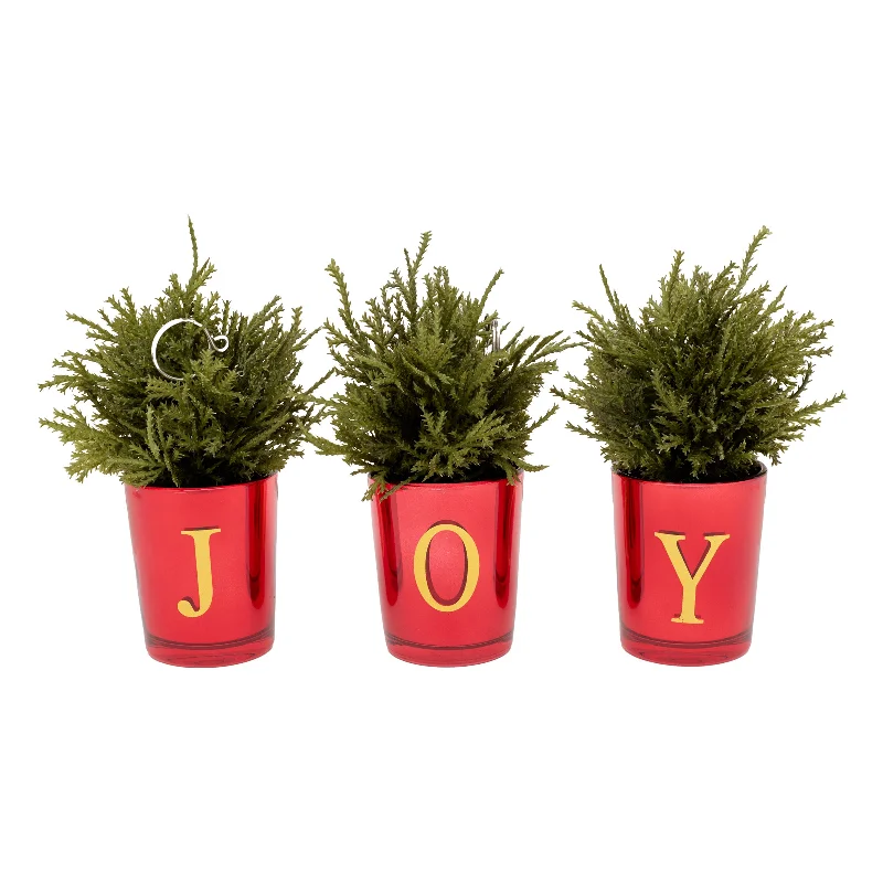 Christmas Wrapping 8 in. Christmas Joy Tabletop Card Holder Votive 3 Piece