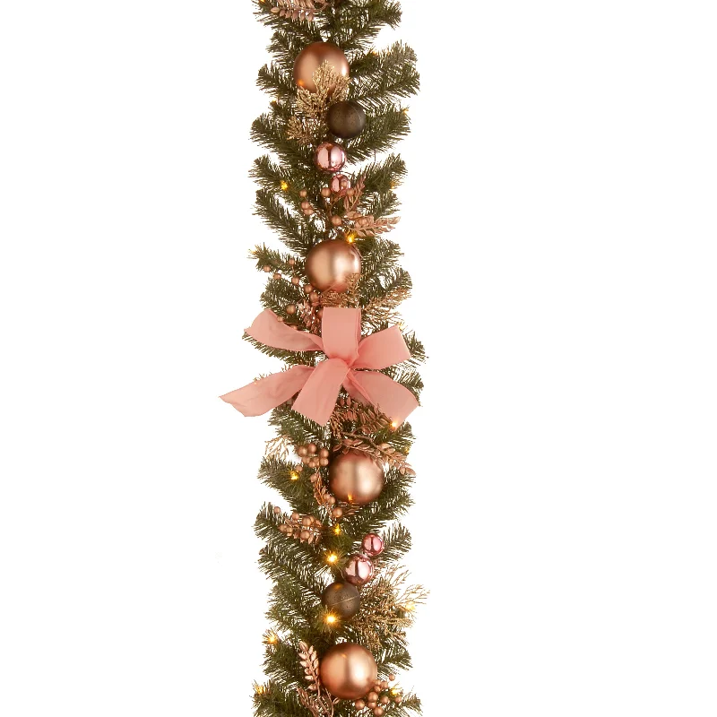 Festive Season 9 ft. Pre-Lit Decorated Pine Garland with LED Lights