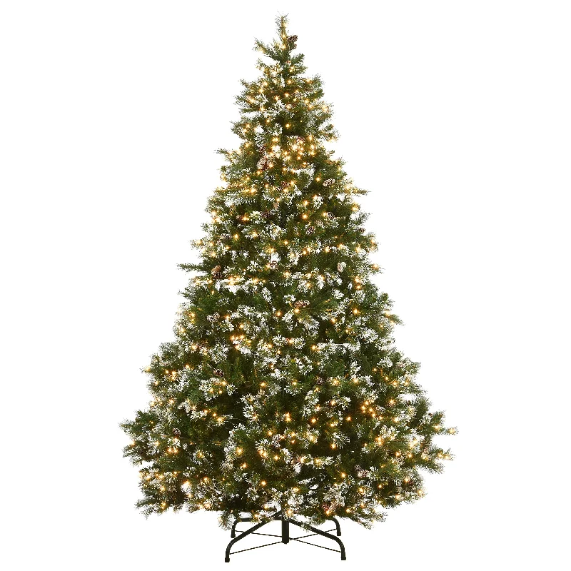 Christmas Gingerbread 9 ft. Pre-Lit Glittery Pine Tree with Clear Lights