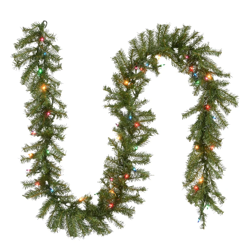 Christmas Snow Globe 9 ft. Pre-Lit Norwood Fir Garland with Multicolor Lights