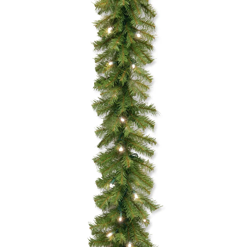 Christmas Day 9 ft. Pre-Lit Norwood Fir Garland with Warm White LED Lights