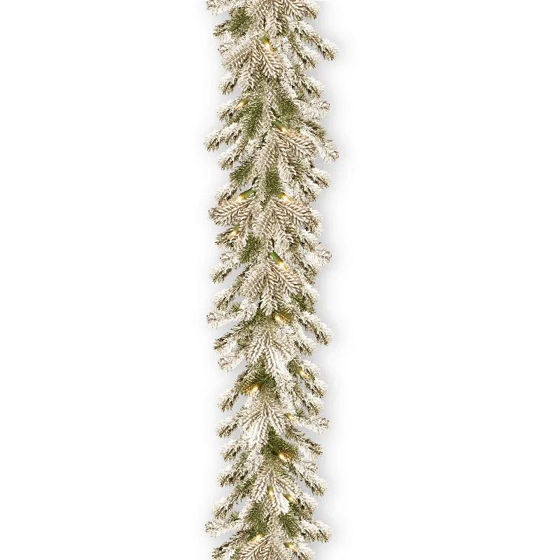 Christmas Holiday Fun 9 ft. Pre-Lit Snowy Sheffield Spruce Garland with Twinkly LED Lights Christmas Holiday Fun 9 ft. Pre-Lit Snowy Sheffield Spruce Garland with Twinkly LED Lights