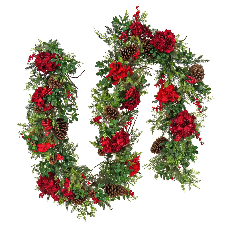 Christmas Feast 9 ft. Pre-Lit Vienna Waltz Decorated Garland with LED Lights