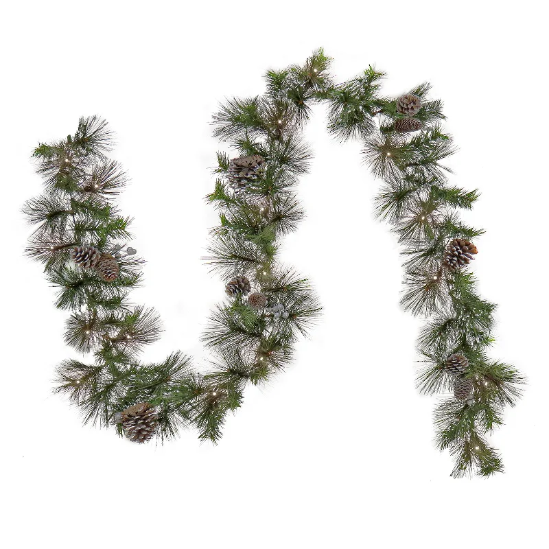 Christmas Tree 9 ft. Pre-Lit Whitter Pine Garland with LED Lights