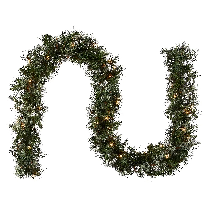 Christmas Bells 9 ft. Pre-Lit Wispy Willow Garland with Clear Lights