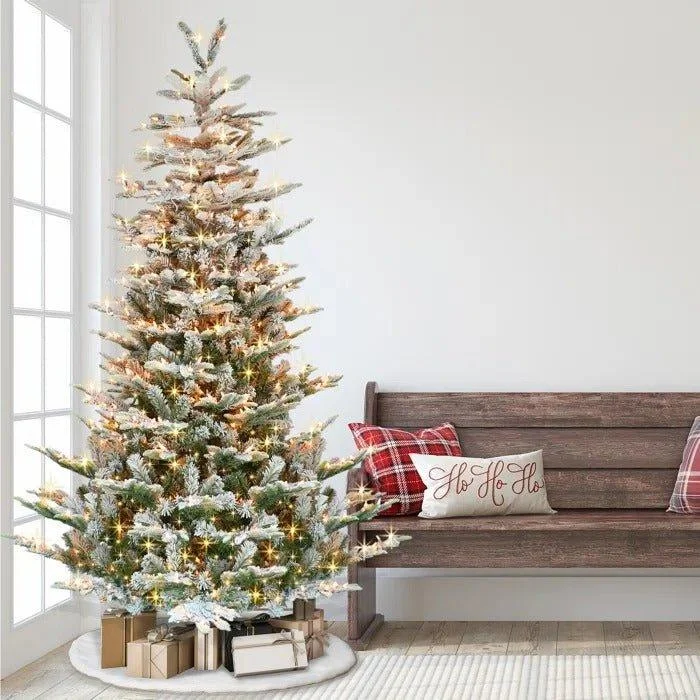 Christmas Midnight Mass 7.5' Lighted Artificial Fir Christmas Tree – 1319 Tips, 700 Clear Lights, Flocked Christmas Midnight Mass 7.5' Lighted Artificial Fir Christmas Tree – 1319 Tips, 700 Clear Lights, Flocked