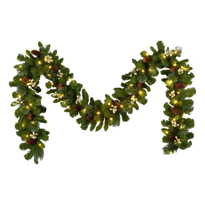 Holiday Lights 9 ft. Crestwood Gold Spruce Garland with LED Lights