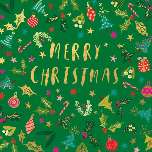 Christmas Pine Garland Christmas Icons Holiday Card Pack | Set of 5