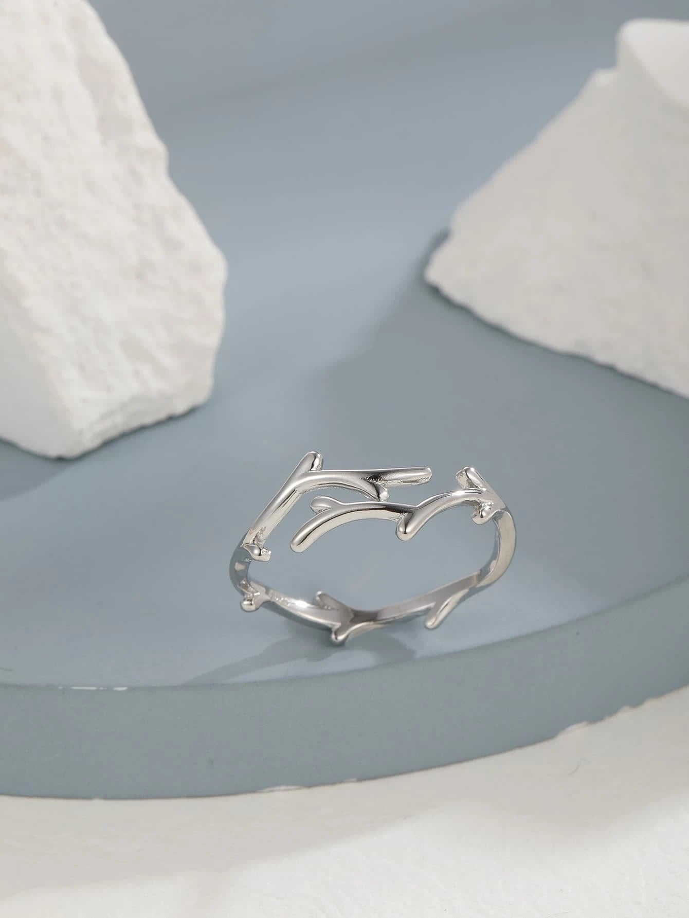 Christmas Santa Sleigh Silver Antler Style Ring
