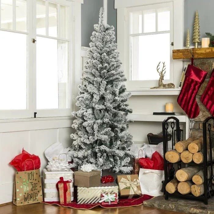 Christmas Lights Display Artificial Pine Christmas Tree with Flocked Needles - 7.5' Tall, Durable & Festive Christmas Lights Display Artificial Pine Christmas Tree with Flocked Needles - 7.5' Tall, Durable & Festive